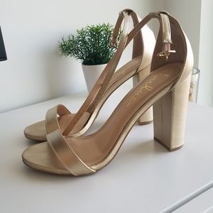 Lulu's Gold Block Heel Sandals